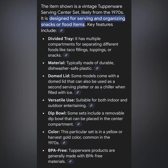 Tupperware Yellow Sectioned Tray - Picture 6 of 6